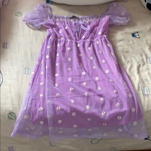 shein purple flower dress